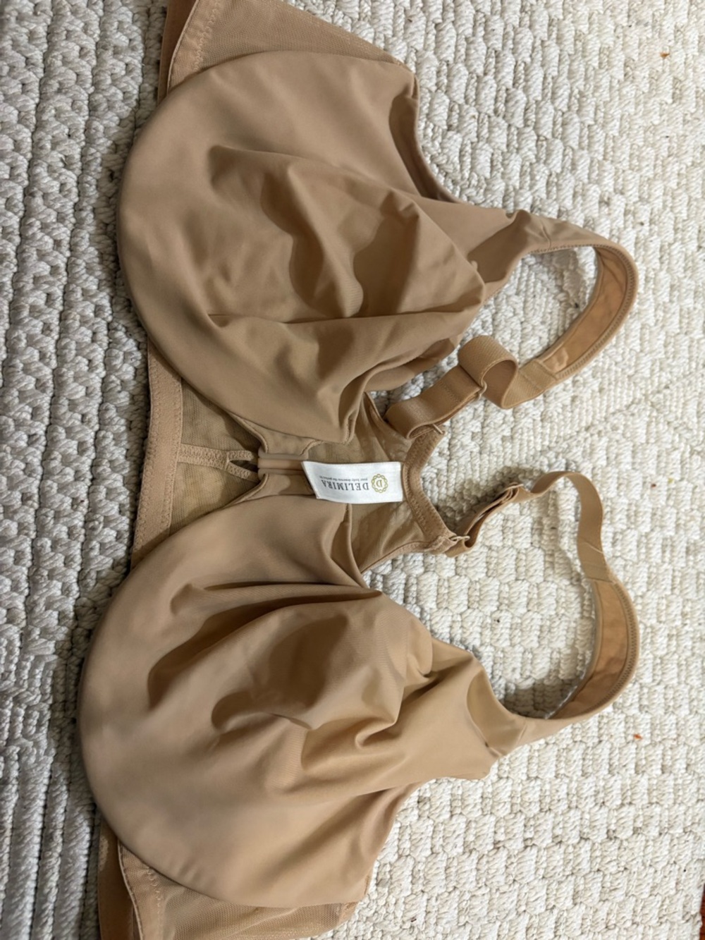 Delimira Front Closure Racerback Bra Full Coverage Underwire Nude Beige